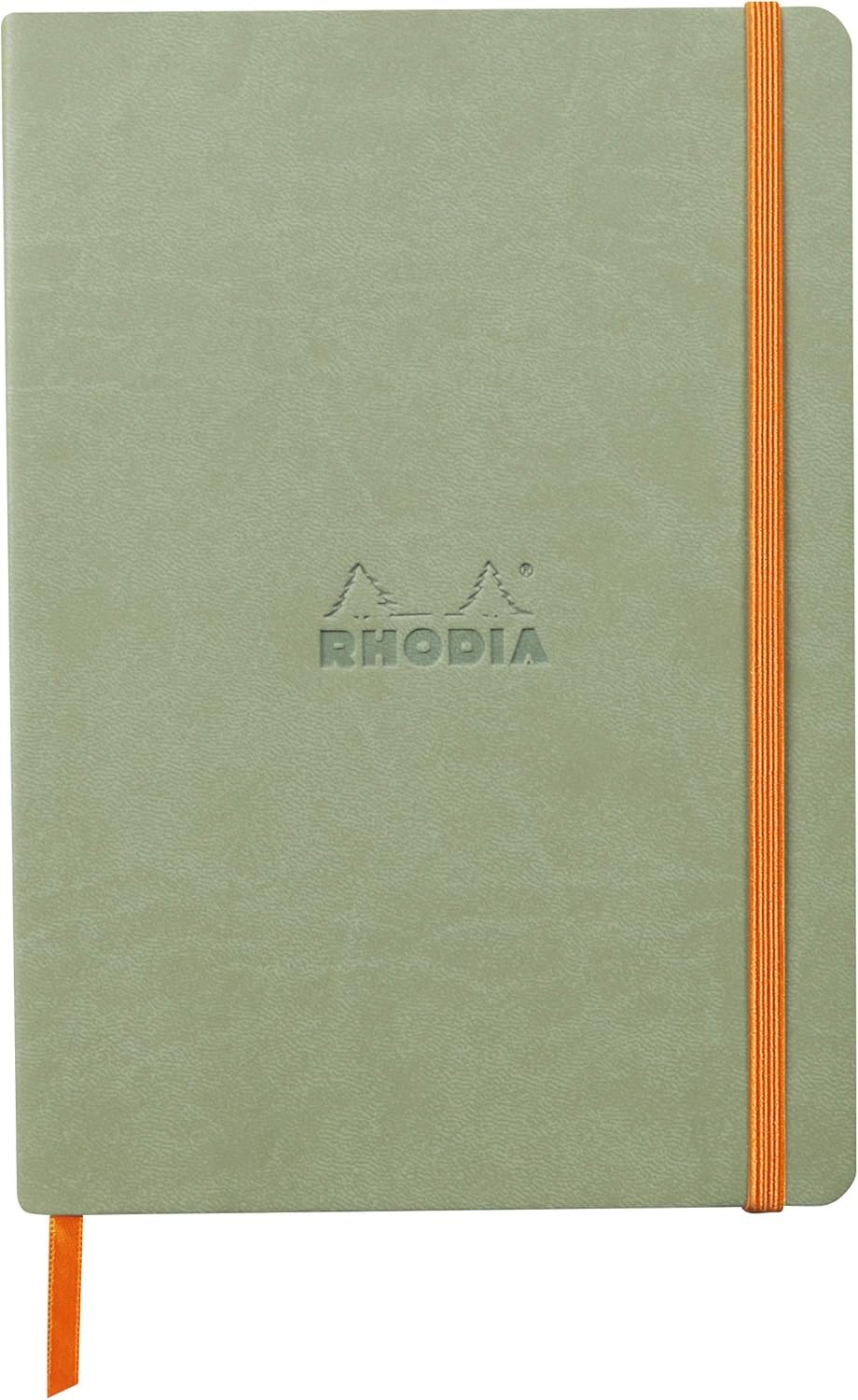 RHODIA 117375C - Celadon Soft Notebook - A5 - Lined - 160 pages - Ivory Clairefontaine Paper 90 g/m - Bookmark, Elastic Closure - Faux Leather Cover - Rhodiarama Collection