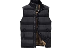 XinYangNi Men's Winter Warm Outdoor Padded Puffer Vest Thick Fleece Lined Sleeveless Jacket