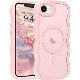 Pepmune for iPhone 17e/16e Case Curly Wavy Frame Translucent, Pink | Hard Matte Clear Back Cover for Women Men, Compatible with Magsafe, TPU Bumper Shockproof Drop Protection Phone Case
