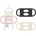 Dr. Brown's Milestones 100% Silicone Baby Bottle Handles, Wide-Neck, Removable Easy-Grip Transitional Sippy Cup Handles, Light Pink, Ecru, Black, 4m+, 3 Pack