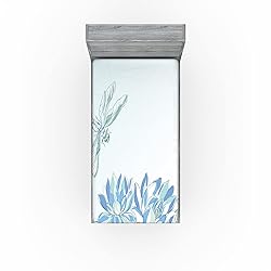 Ambesonne Dragonfly Fitted Sheet Set, Waterlilies