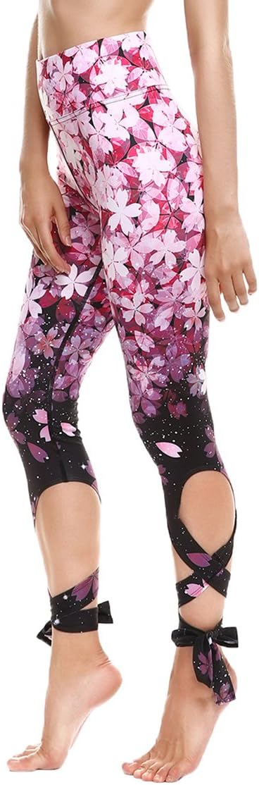 Abby Berny Womens Digital Print Bandage Tie Workout Capri Leggings Tights