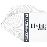 Prudiut 15 Pack 11x14 Backing Boards Only, Uncut White Mat Board Acid Free Mat Board for Photos, Prints, Artworks