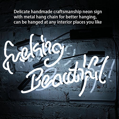 Neon Light Fuking Beautiful Signs Handmade Real Glass White Wall Sign 14" x 9" Artwork Neon Lamp Bedroom Beer Pub Hotel Party Garage Decor Lights - Thumbnail 4
