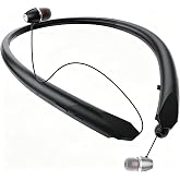 Retractable Neckband Bluetooth Headphones, Bluetooth 6.0 Wireless Neck Earbuds with Auto Retractable Ear Cables, 24H Playtime HiFi Deep Bass Stereo Headset for Sports Workout Commute Work Meeting