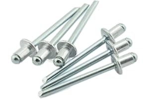 HJ Garden 60pcs 3/16" x 1/4" (6-4) Aluminum Blind Pop Rivet Round Dome Head Open End Decorating Fastener Nails Pop Rivets