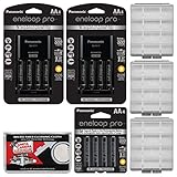 Panasonic eneloop Pro (4) AA 2550mAh Pre-Charged NiMH Rechargeable Batteries & Charger + (8) Extra AA Batteries & (1) Extra Charger + (3) Battery Cases + Kit