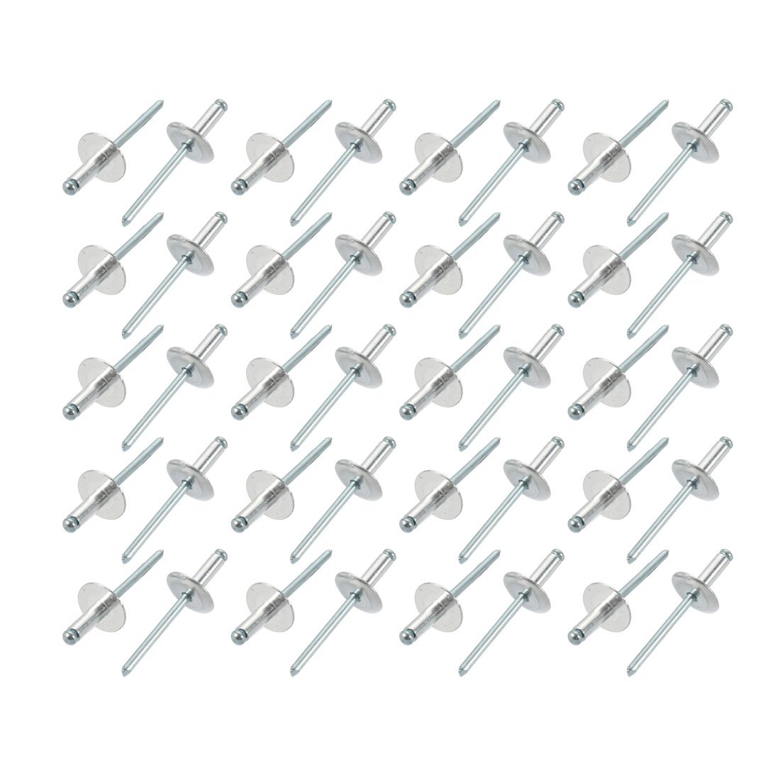 Sourcingmap 40 Pcs 5mm x 13mm Aluminum Open End Large Flange Blind Rivets