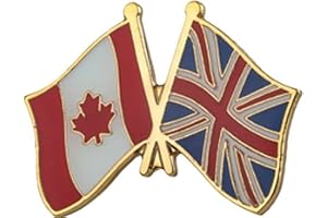 Canada Canadian National Flag Crossed Flags Friendship Love Alliance Allies 1" Enamel Pin