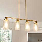KPIOK Kitchen Island Lighting, 4-Light Dining Room Light Fixtures Over Table,Gold Linear Chandelier for Dining Room Hanging,P