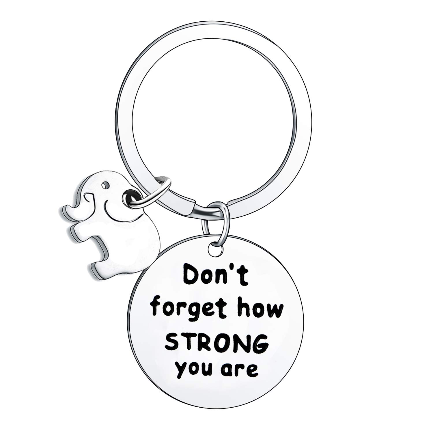 BESPMOSP Inspirational Keychain Don't Forget How Strong You are Keyring Graduation Gifts Elephant Lovers (Round)