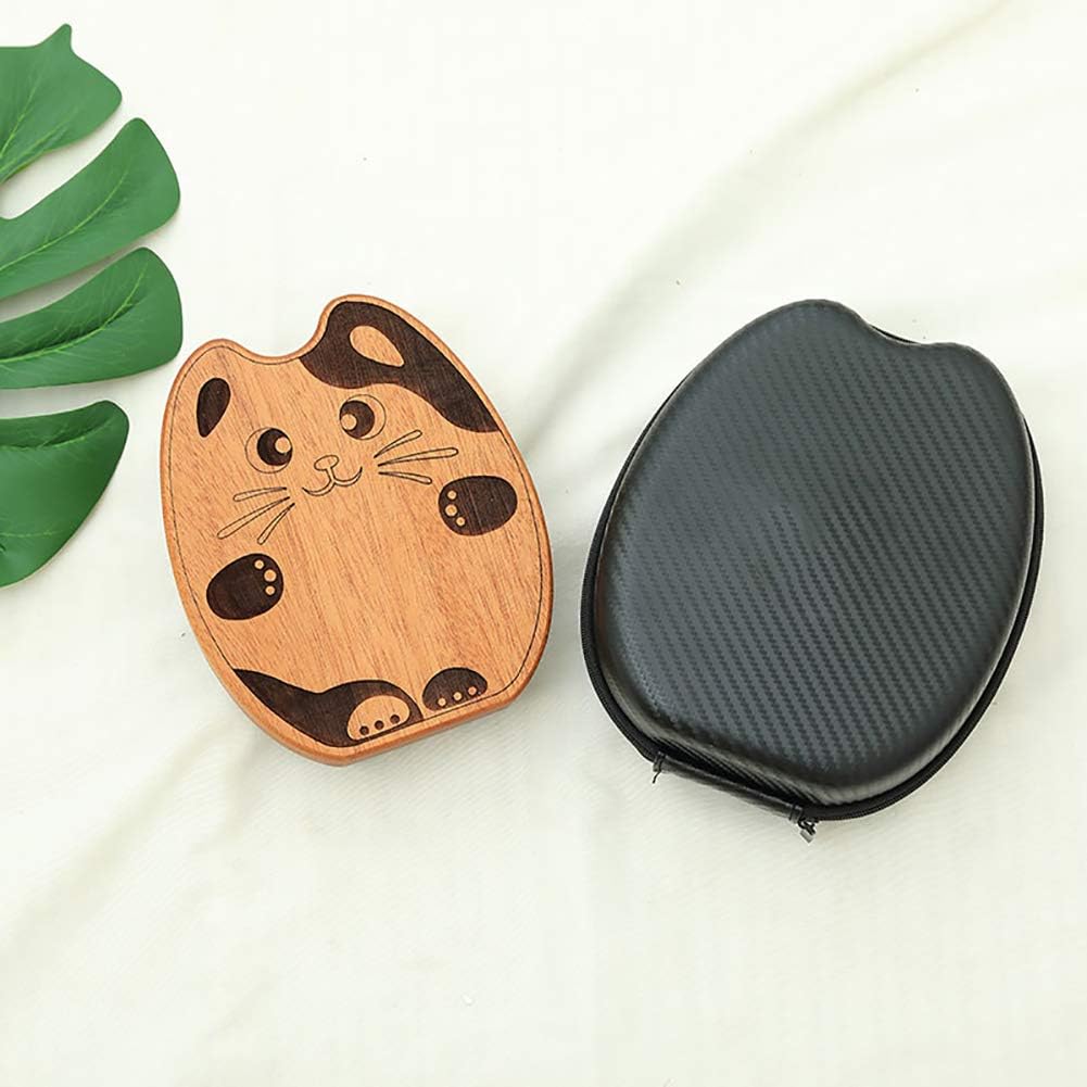 GQQ Cartoon Wooden Kalimba 17 Sounds Thumb Piano,Panda Cat Modeling Portable Finger Piano