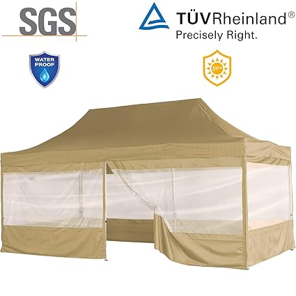 INSTENT® Pro 3x6m Faltpavillon + Seitenteile, Alu Pavillon, WASSERDICHT (SGS geprüft) + UV-Schutz 50+ (TÜV Rheinland geprüft)