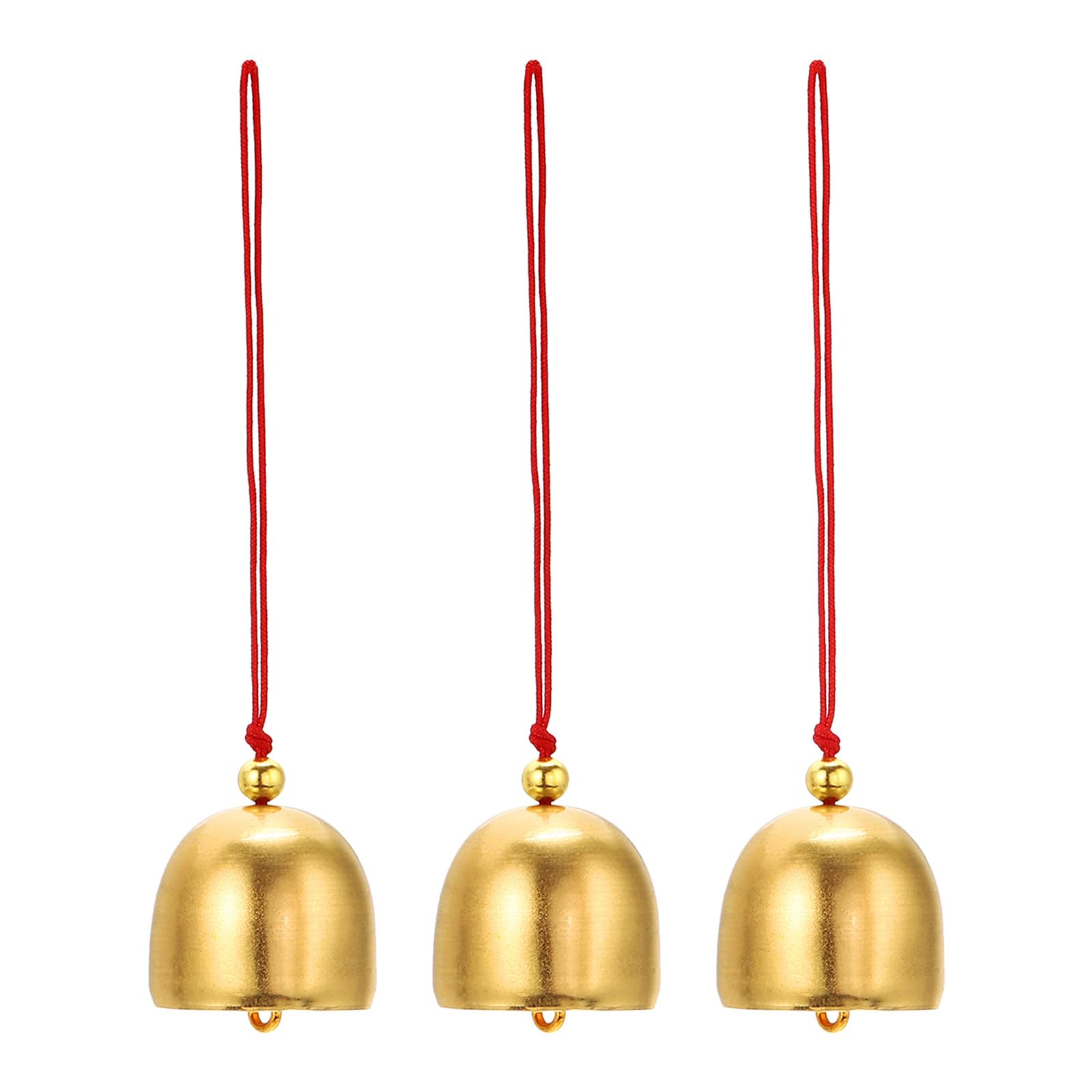 PATIKIL 3 Pcs Wind Chime, Hanging Bells Temple Bells Retro Outdoor Hanging Metal Chinese Wind Chime Round for Outside Garden Camping, Gold Red