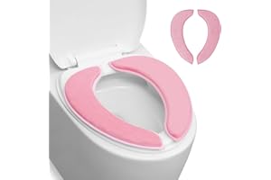 LANSEYIXIU Soft Thicker Warmer Toilet Seat Cover Washable, Toilet Seat Cushion with Memory Foam, Fits Most Size Toilet Lids for Bathroom, Easy Installation & Cleaning (Pink)
