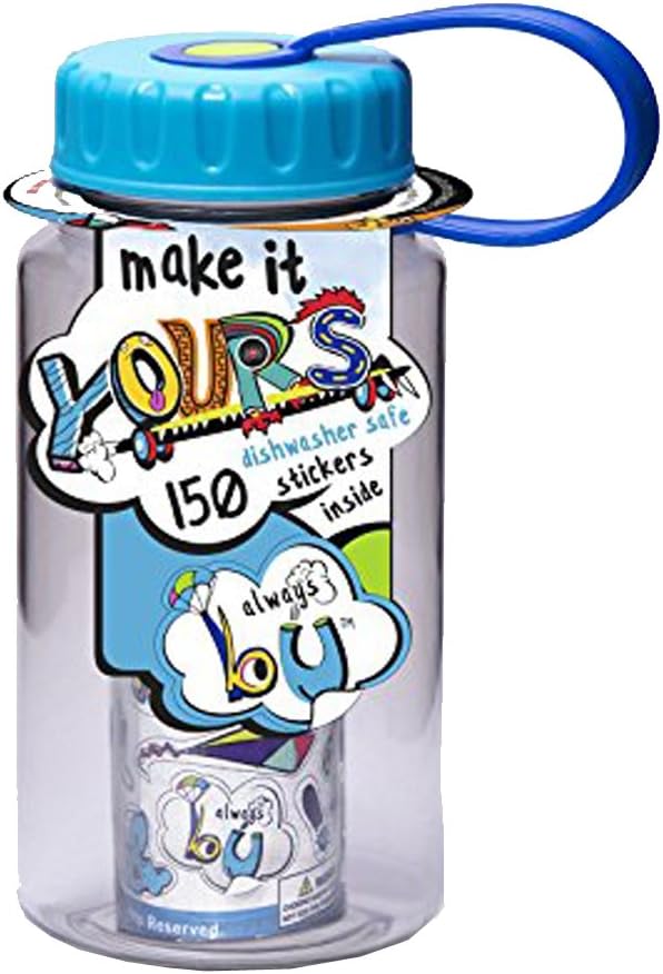 Always BU Make It Yours 12 Oz Water Bottle with Stickers No BPA Dishwasher Safe - Blue