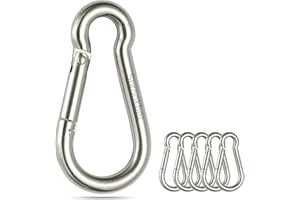 sprookber Stainless Steel Spring Snap Hook Carabiner - 304 Stainless Steel Clips, Set of 6