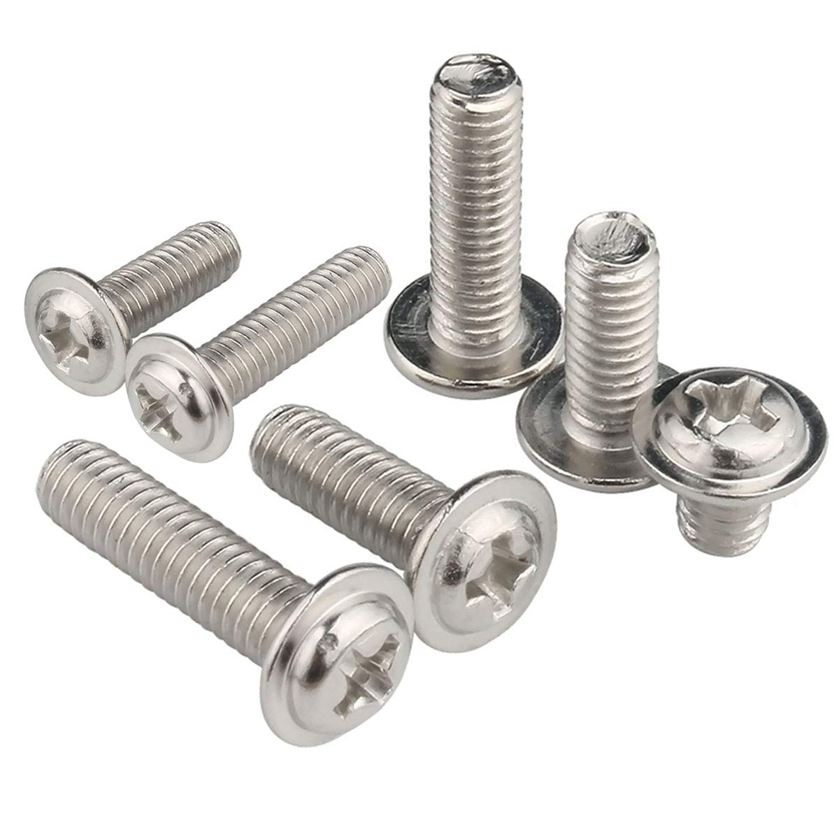 YOFASEN M2 Stainless Steel Micro Screws, Phillips Machine Screws with Washers, Deep Thread Hardware Fasteners,M2*10 * 6Mm/50Pcs