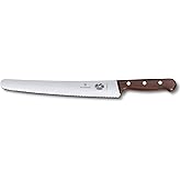 Victorinox Wood 10.25 Inch Baker's Bread and Cake Knife, Serrated Blade, Wood Handle