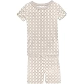 KicKee Print Short Sleeve Pajama Set with Shorts, Baby to Kid, Super Soft Viscose from Bamboo Fitted Pajamas