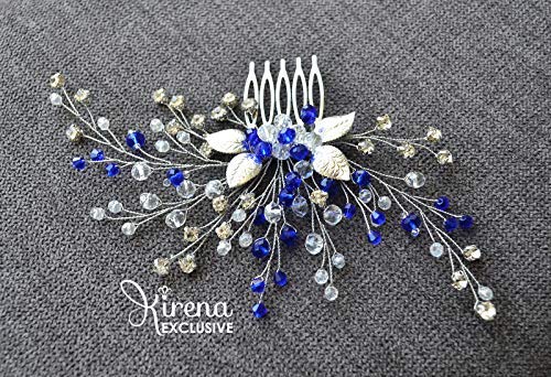 Amazon Com Blue Wedding Hair Comb Hair Accessories For Bride