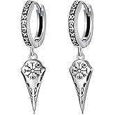 MEIDERBO 925 Sterling Silver Viking Earrings for Men Women Viking Raven/Spike/Celtic Knot/Tree of Life Drop Huggie Hoop Stud Ear Cuff Earrings Norse Viking Runes Jewelry Gifts