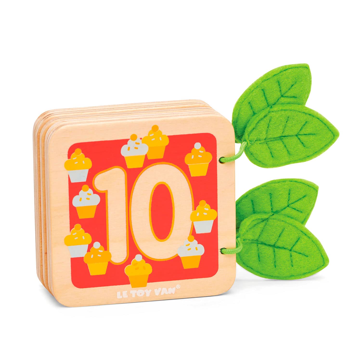 Le Toy Van - PL114 Educational Wooden Booklet Game for 1 Year Old Children Learning to Count by Numbers 1-10, Montessori Toy, Language Development and Number Recognition
