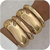 72ore Chunky Gold Bangle Bracelets for Women Trendy Stack Wide Wrist Cuff Bracelets Statement Arm Cuff Upper Bangle Fashion Jewelry Gift Accessories