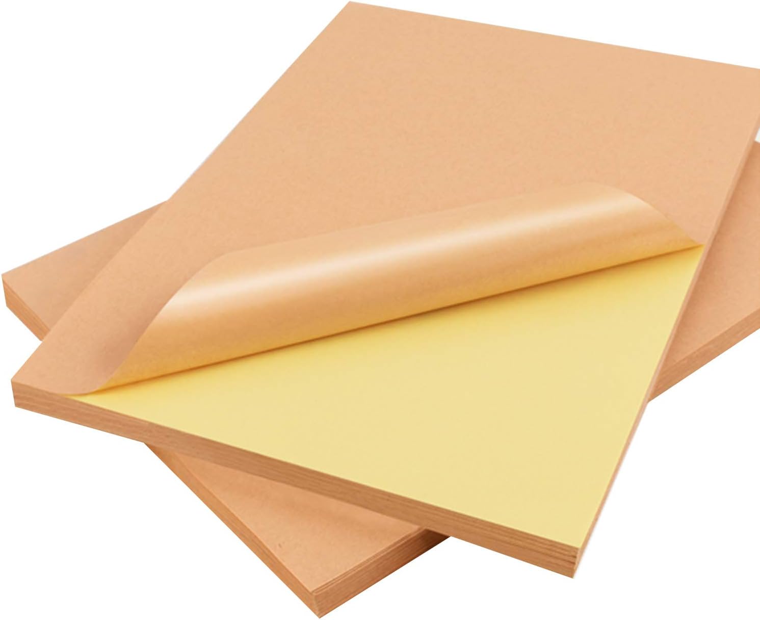 Light Brown Kraft Sticker Paper Full Sheet, Self Adhesive Printing Label Paper Full Sheet Label for Inkjet/Laser/Dot Matrix Printer, A4-100 Sheets