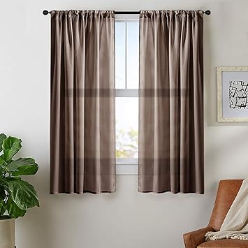 Amazon Com Mrtrees Short Sheer Curtains 45 Inches Long Kitchen