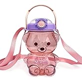 32oz Bear Straw Water Bottle Large 1L BPA Free Water Bottles with Removable Straw & Built in Carrying Loop, Adjustable & Removable Shoulder Strap, Leakproof Water Jug Non-Toxic Drinking Cups