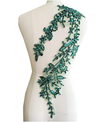 Handmade Rhinestone Lace Bodice Applique With Beads & Crystals - Sew Or Glue On Dresses, Brown, 44x34cm - View #10