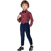 Yilaku Baby Boy Clothes Warm and Thickened Toddler Outfits Shirt + Jean Pants + Bow tie + Suspender 4 Piece Boy Suit 1-7 Years