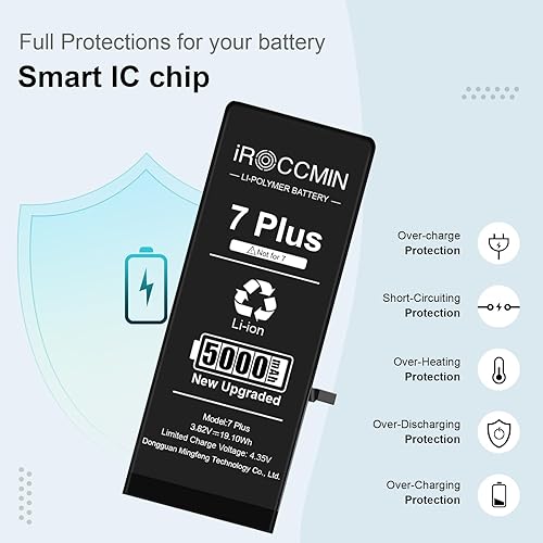 iROCCMIN Replacement for iPhone Plus Battery,5000mAh High Capacity  Replacement Battery for iPhone Plus Mod