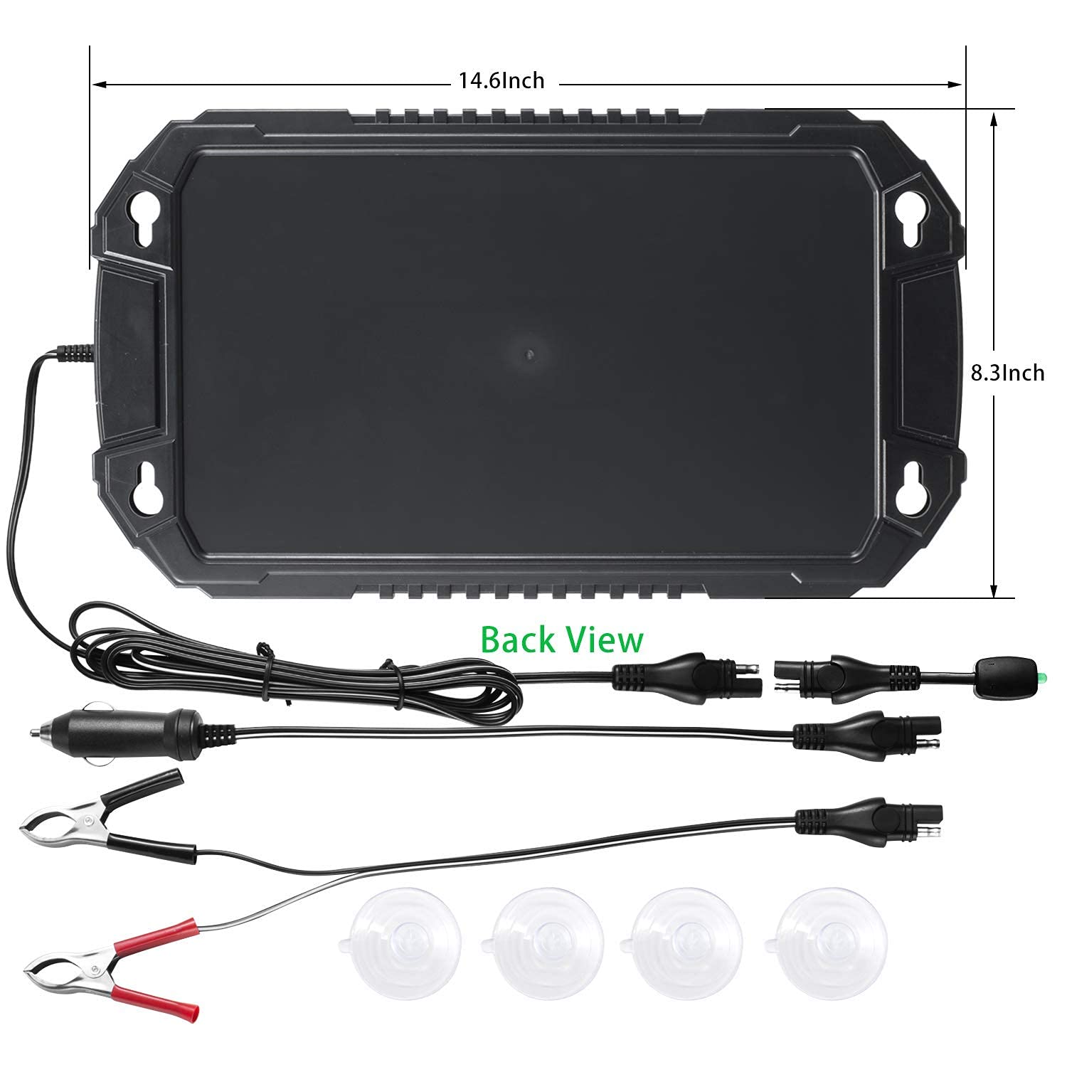 Sunway Solar Car Battery Trickle Charger & Maintainer 12Volt 8W Solar Panel Power Charger kit Portable Waterproof for Automotive RV Marine Boat Truck Motorcycle Trailer Tractor Powersports Snowmobile