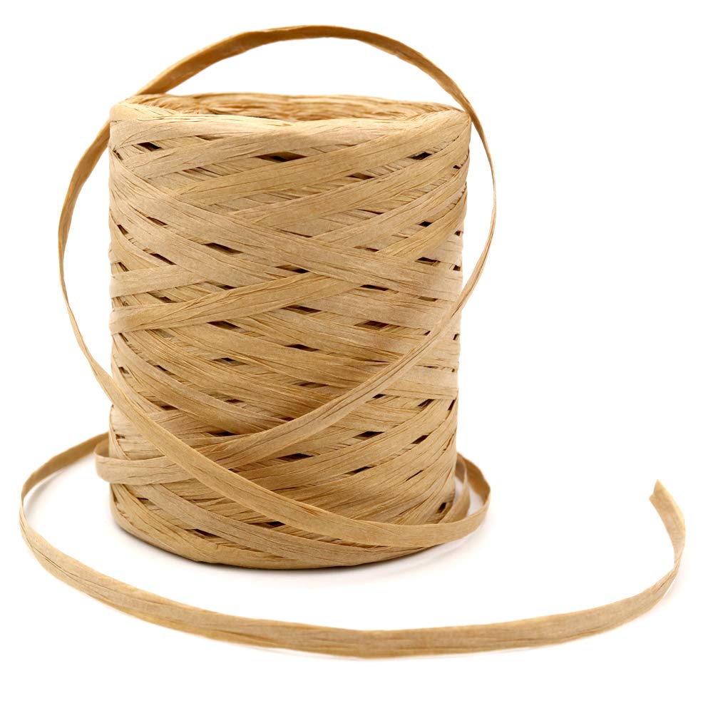 G2PLUS 200M Raffia Paper Ribbon, Natural Paper Packaging String Twine