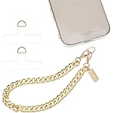 WJIAAA Good luck Metal Phone Wrist Strap, Gold Hands-Free Lanyard, Detachable Cellphone Lanyard Wrist with Tether Tab, Gold Chain Strap for Women Girls Phones Party Traveling Shopping