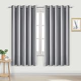 DWCN Blackout Curtains 66x72 2 Panels Thermal Insulated Silver Grey Eyelet
