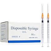 1ml 25G 1inch Syringe with Needle, Sterile Disposable Packaging. (100)