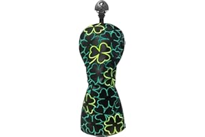 WTLJQQY Golf Club Covers - 1pc or Set Green Lucky Clover Embroidery Golf Headcovers - Golf Club Wood Head Covers PU Leather for Driver Headcover, Hybrid Head Cover,Fairway 3 5 Wood Head Covers