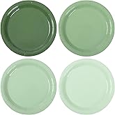 AimFun 24 Pcs Sage Green Paper Plates Gradient Green Party Plates 7”Disposable Round Dessert Plates for St Patricks Day Birthday Wedding Bridal Baby Shower Party Supplies 4 Colors