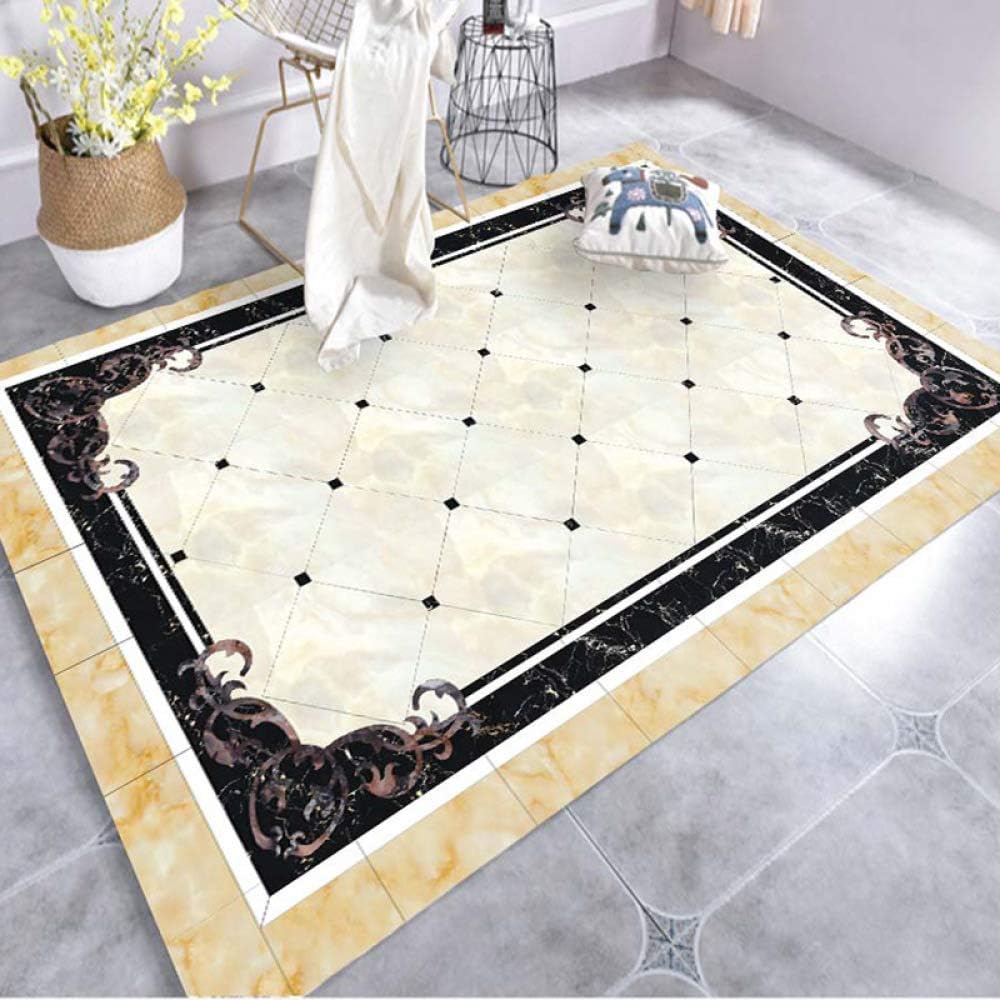 KFEKDT European Marbled Style Luxury Living Room Carpet Cushion Sofa Bedroom Large Size Rugs Parlor Kitchen Carpet A5 150x200cm