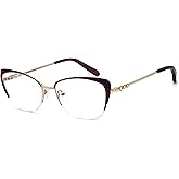 FERAVIA Cat Eye Glasses Frame Clear Lenses Lightweight Eyewear for Women Classic Half Frames Eyeglasses Non Prescription Fashion Trendy Glasses