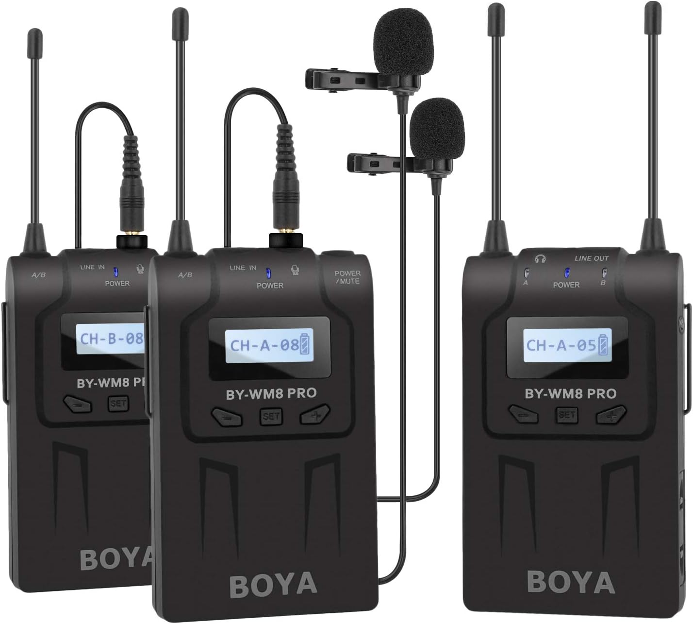 BOYA BYWM8 ProK2 Sistema de micrófono inalámbrico con doble canal