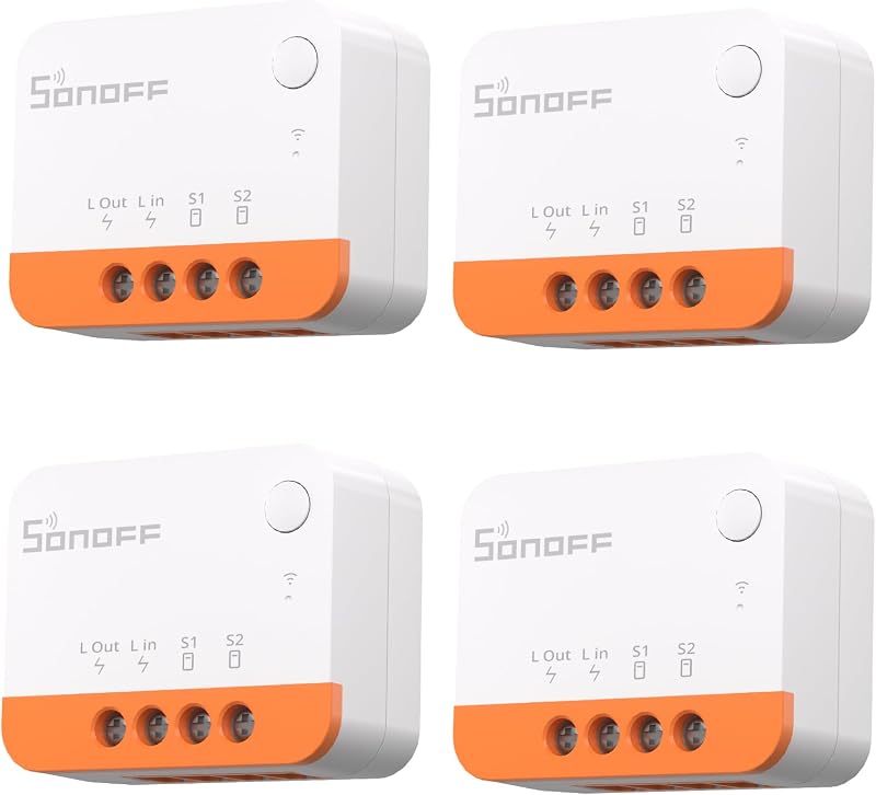 ZBMINIL2 Interruptor Inteligente Zigbee, sin Neutro, 2 Vías, Compatible con Alexa y Google Home, 4 Uds