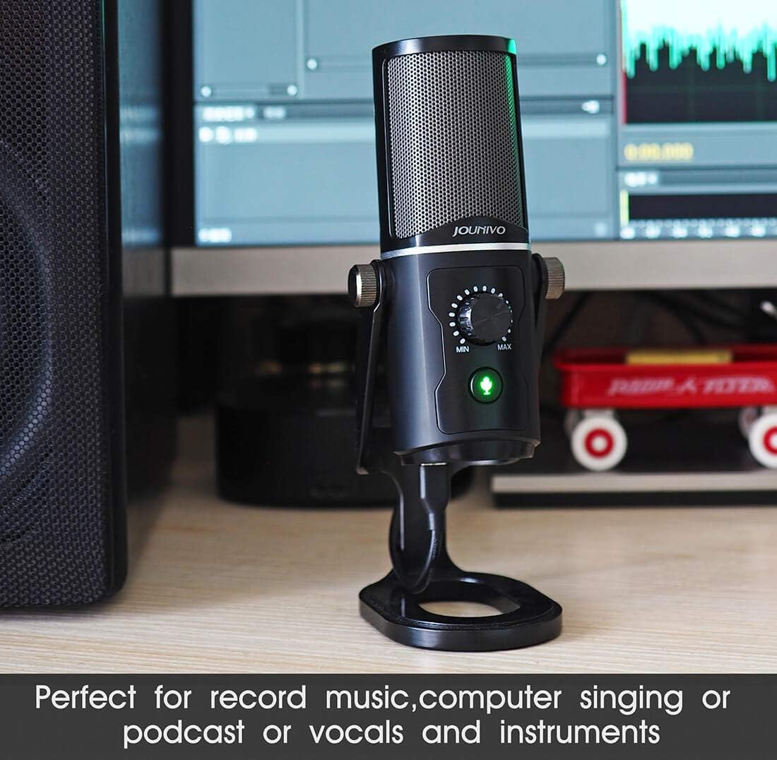 USB Recording Microphone Computer Podcast Condenser Cardioid Mic for PC Laptop Mac with Mute Button & LED Indicator for Vocals, YouTube, Streaming Broadcast, Podcasting, Skype, Gaming: Computers & Accessories