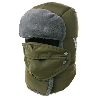 FancetHat Unisex Fligermütze Winter Flauschige Trappermütze Winddicht mit Mundschutz 55-60cm