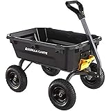 Gorilla Carts 7GCG-NF 7 Cu. Ft. Heavy-Duty Poly Garden Dump Cart with No-Flat Tires, Black (Amazon Exclusive)