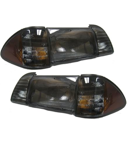 Transmotor 87-93 Ford Mustang Fox Body LX Style Tail Light Lens Set - Smoke/Dark Cherry Red