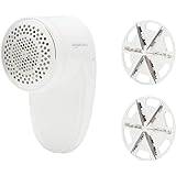 Amazon Basics Battery Operated Fabric Shaver, Lint and Fuzz Remover with 2 Spare Blades - White